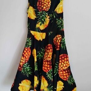 Grace Karin Black Pineapple-Print Sundress with Yellow & Green Accents